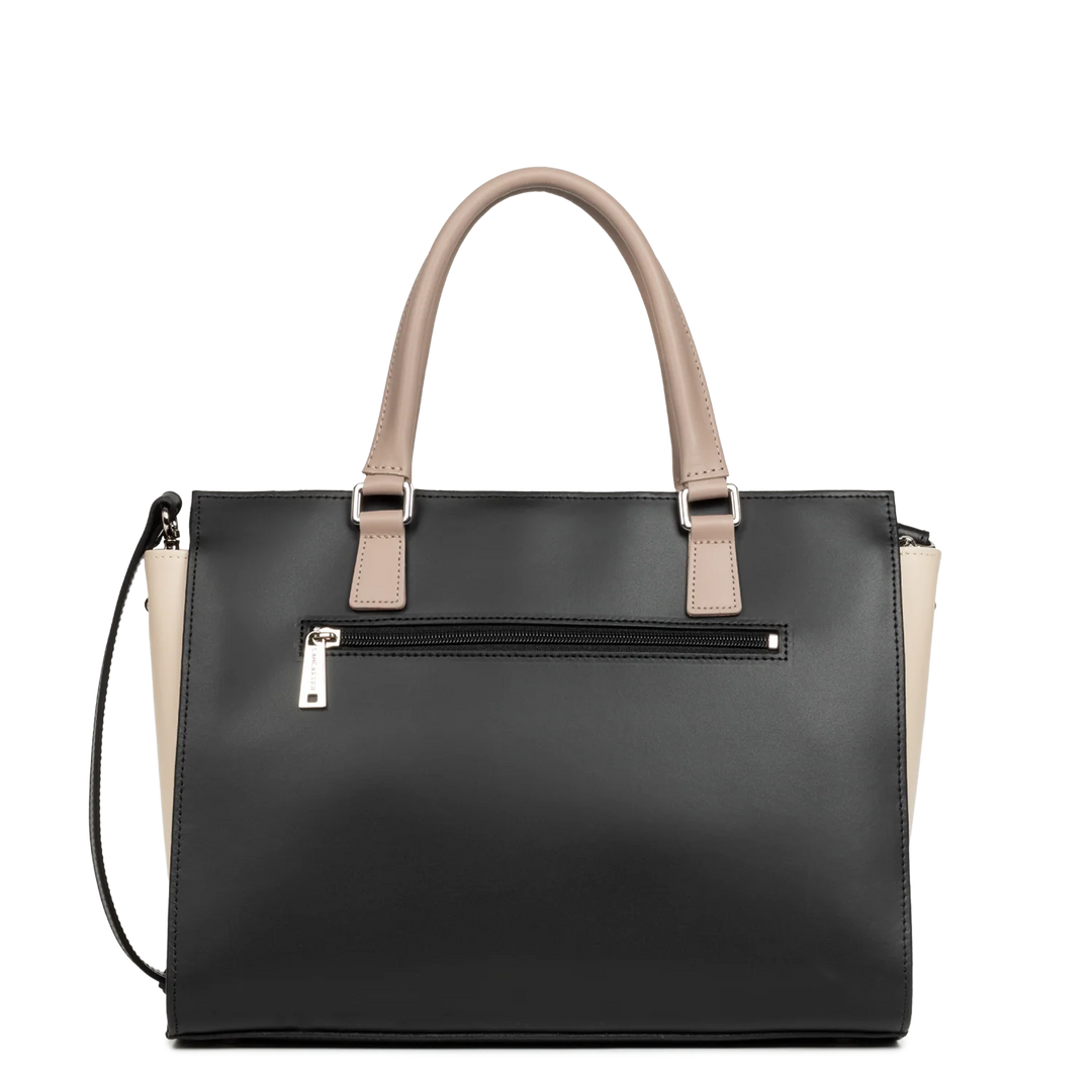 Grand sac cabas main Smooth Noir Nude Lancaster