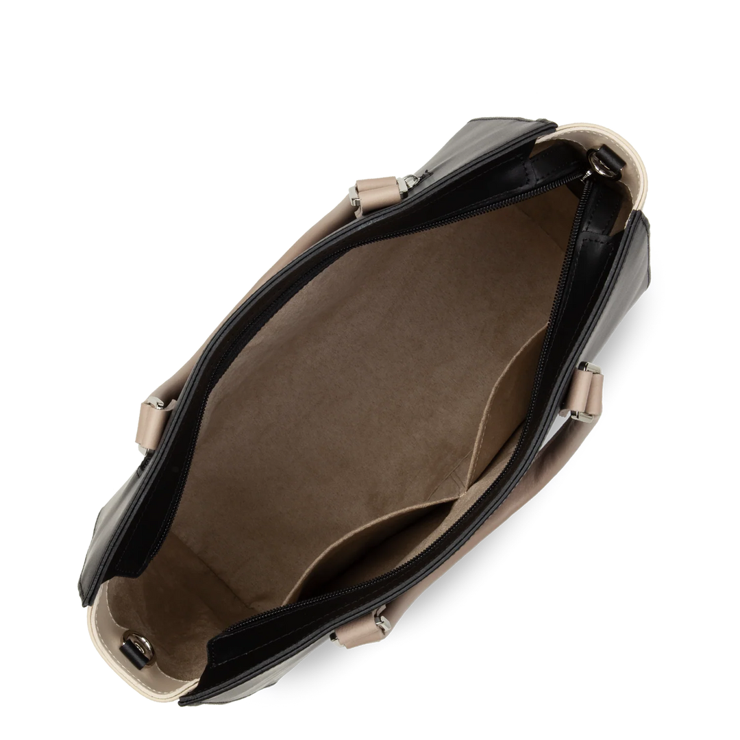 Grand sac cabas main Smooth Noir Nude Lancaster