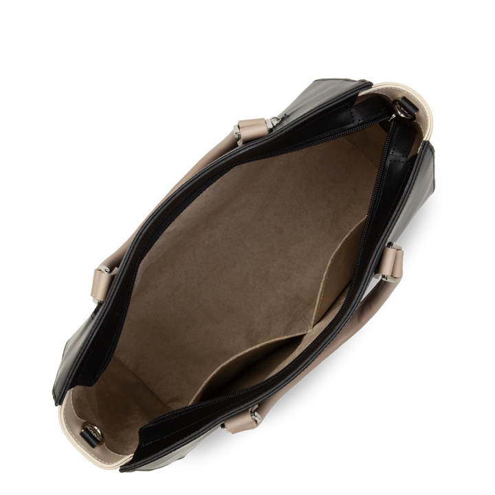 Grand sac cabas main Smooth Noir Nude Lancaster