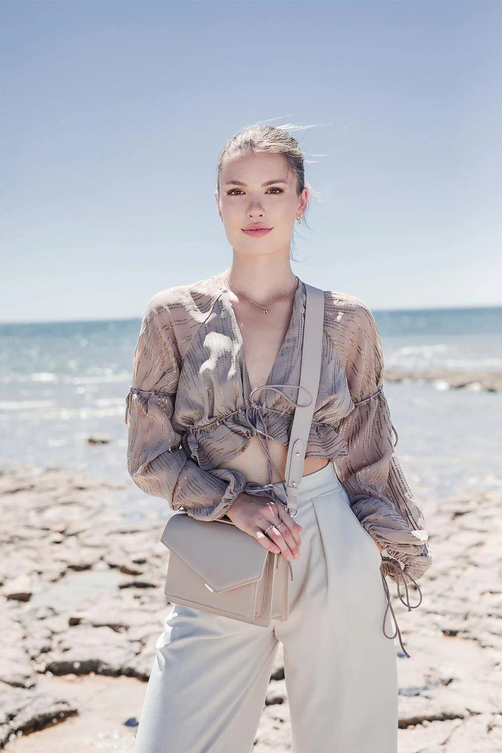 Sac trotteur Zoé Beige Foncé cuir lisse Lancaster