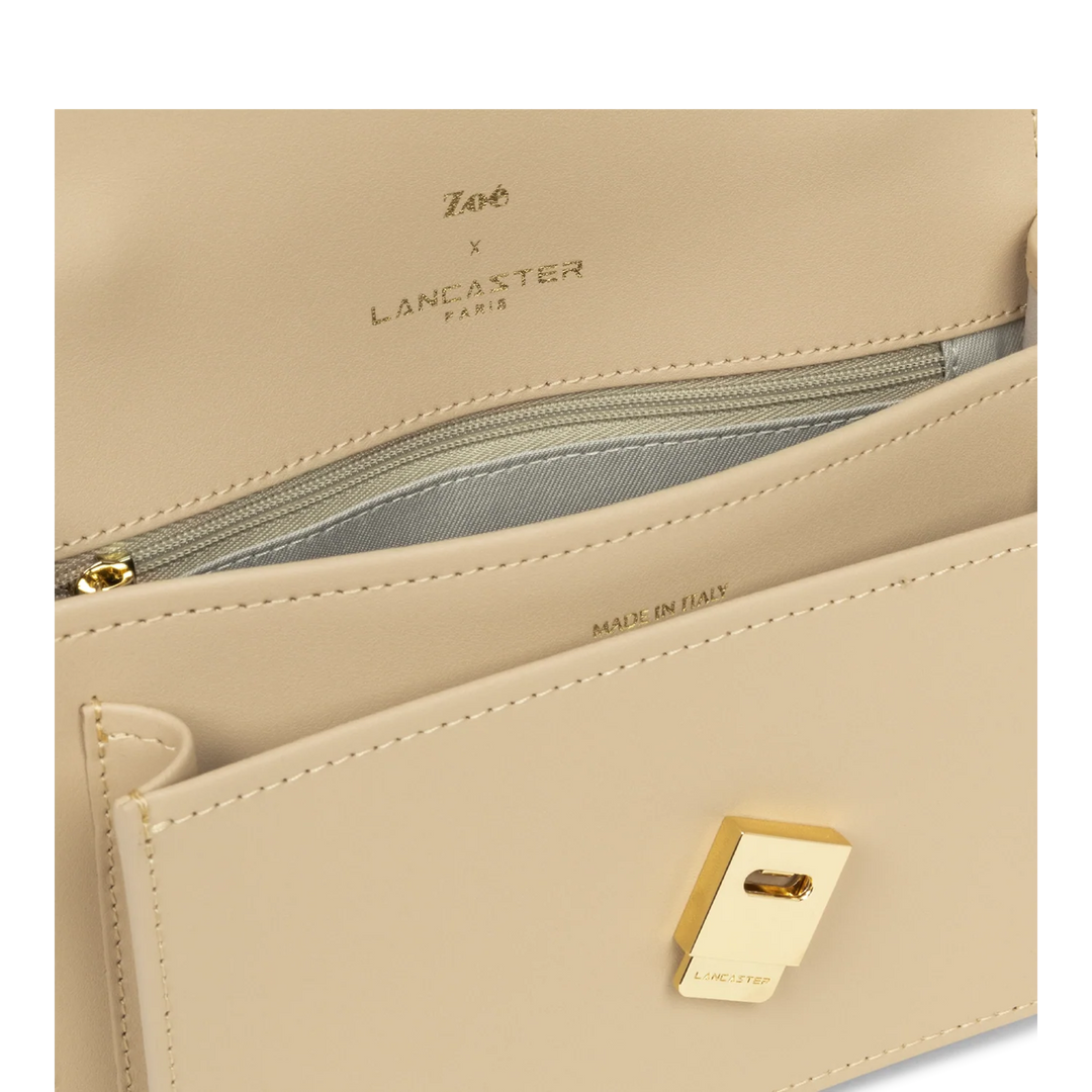 Sac trotteur Zoé Beige Foncé cuir lisse Lancaster