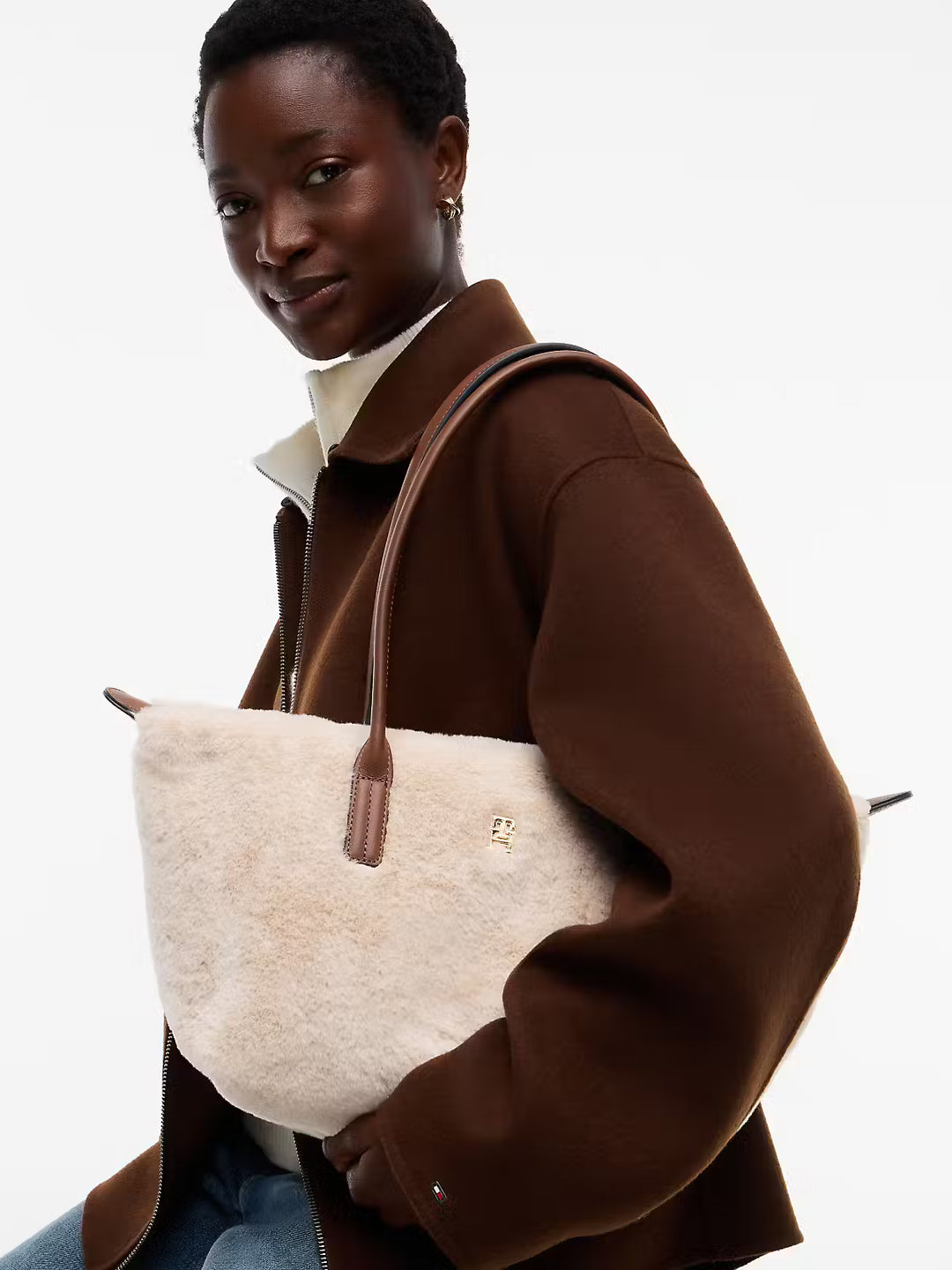 Sac Popette East West faux fur