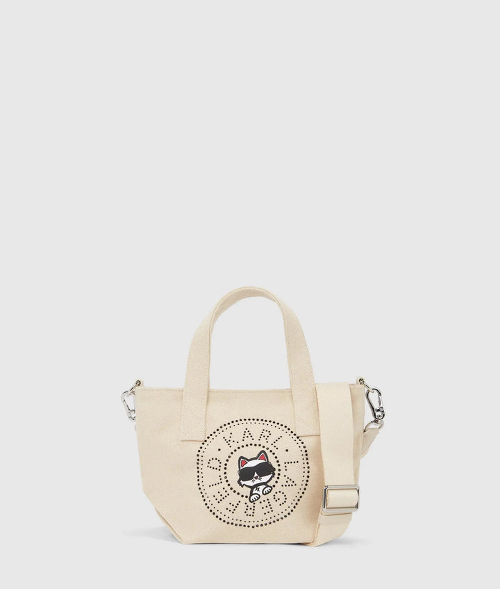 Cabas à motif cercle Ikon Choupette avec des strass Karl Lagerfeld