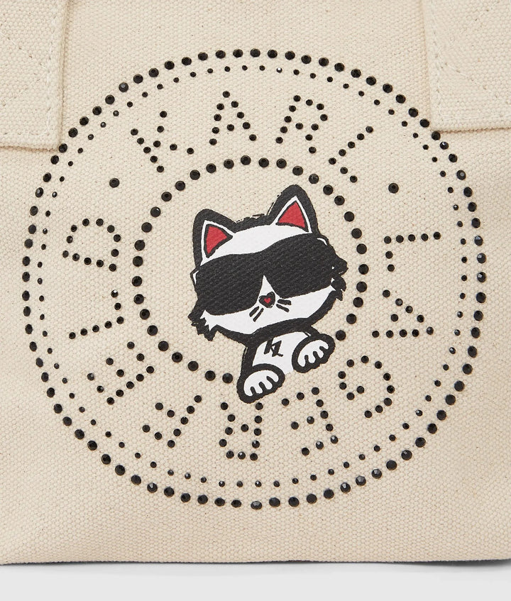 Cabas à motif cercle Ikon Choupette avec des strass Karl Lagerfeld