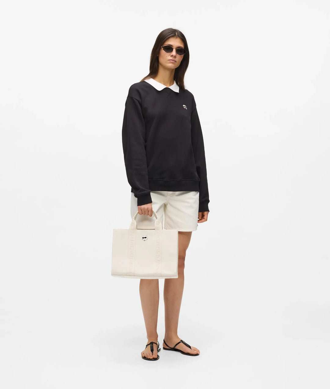 Sac en toile rectangulaire avec broche Ikon Choupette Karl Lagerfeld