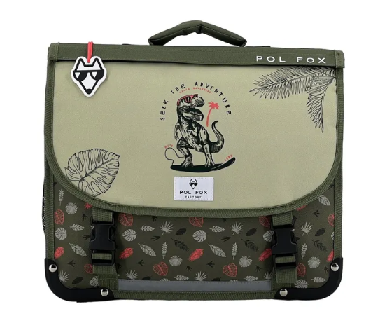 Cartable 38 cm Dino Kaki Pol Fox