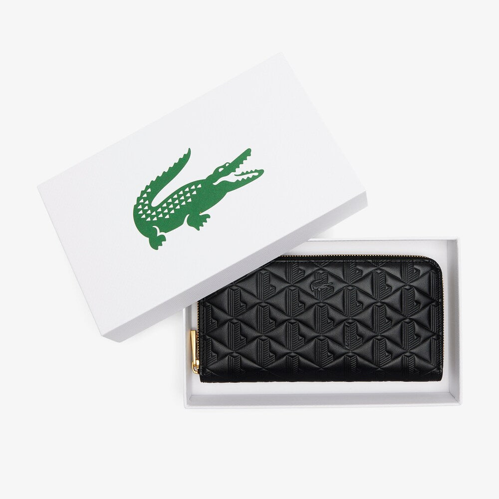 Portefeuille zippé Maheki en cuir embossé