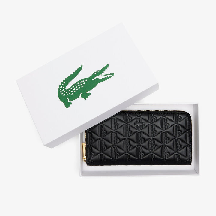 Portefeuille zippé Maheki en cuir embossé