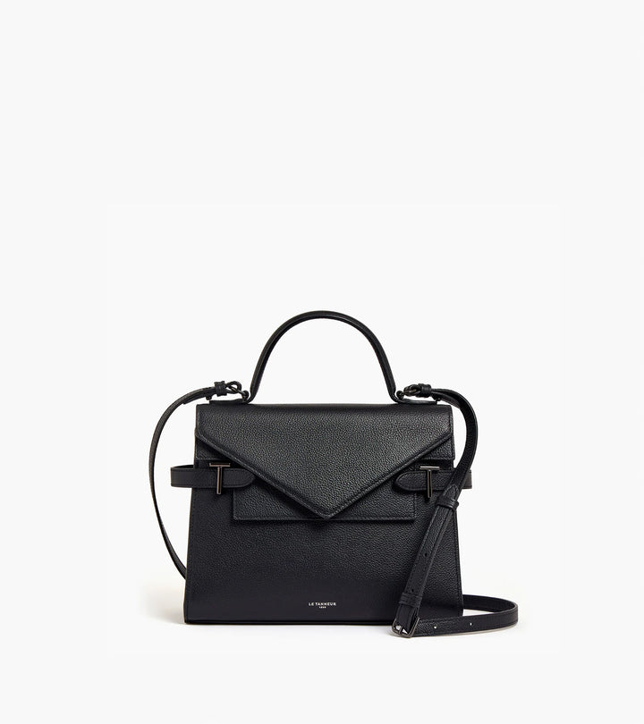 Petit sac à main Emilie double rabat moyen modèle en cuir grainé