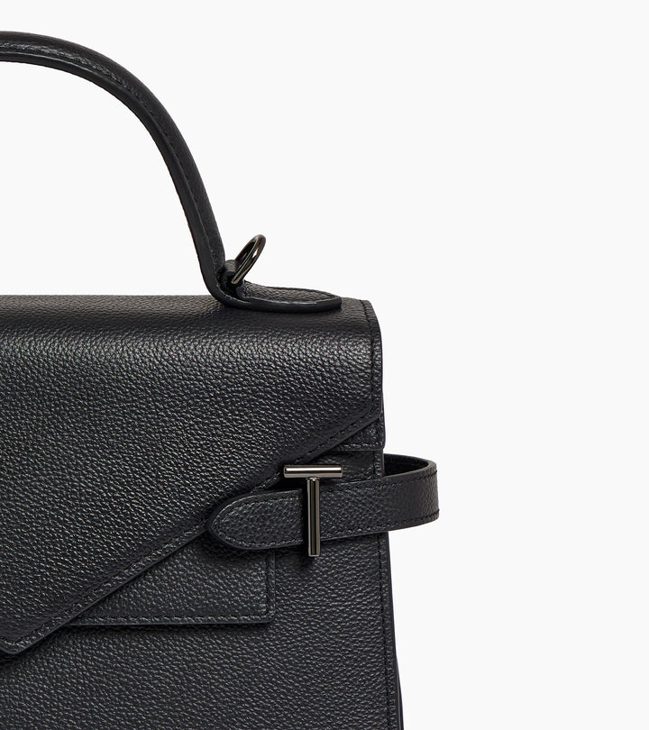 Petit sac à main Emilie double rabat moyen modèle en cuir grainé