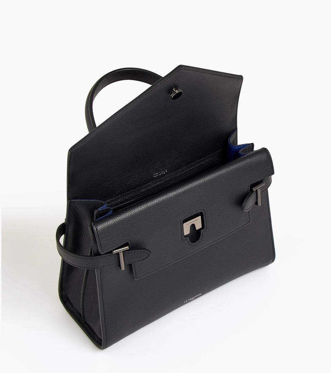 Petit sac à main Emilie double rabat moyen modèle en cuir grainé