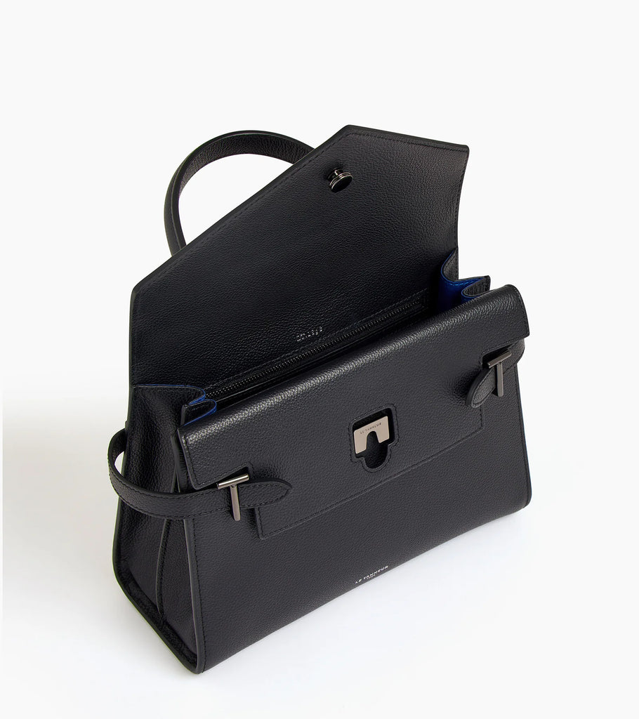 Petit sac à main Emilie double rabat moyen modèle en cuir grainé