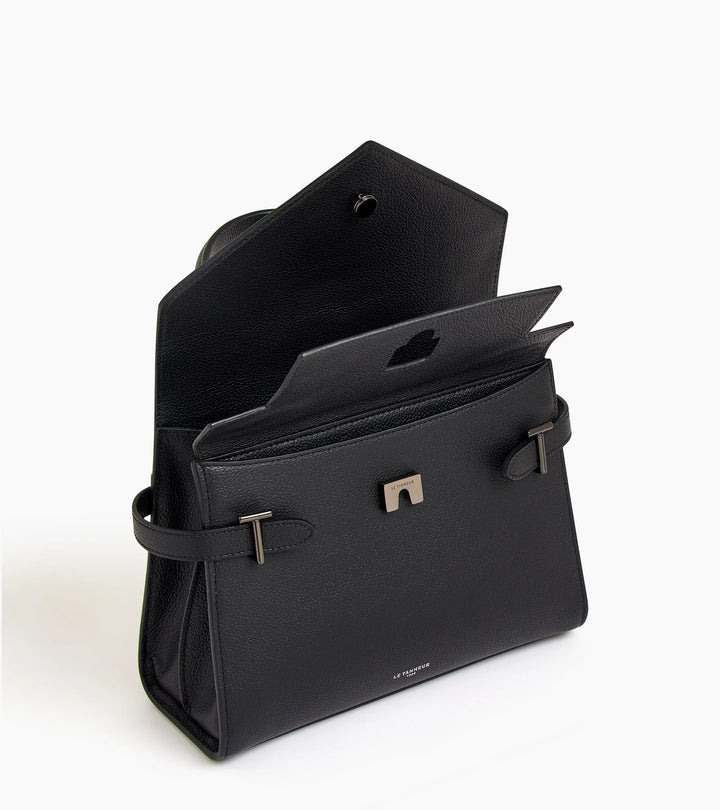 Petit sac à main Emilie double rabat moyen modèle en cuir grainé